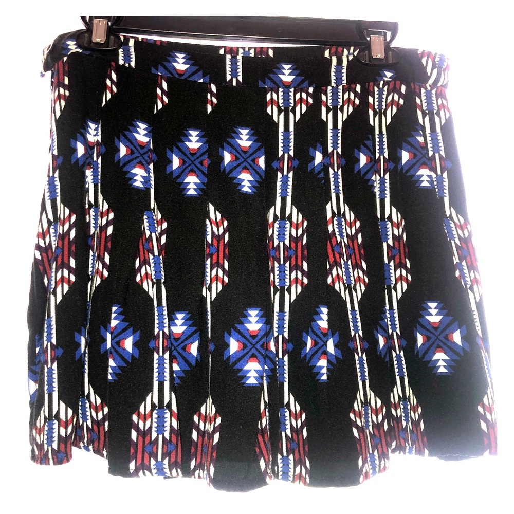 Navy Blue and Red Mini Skirt